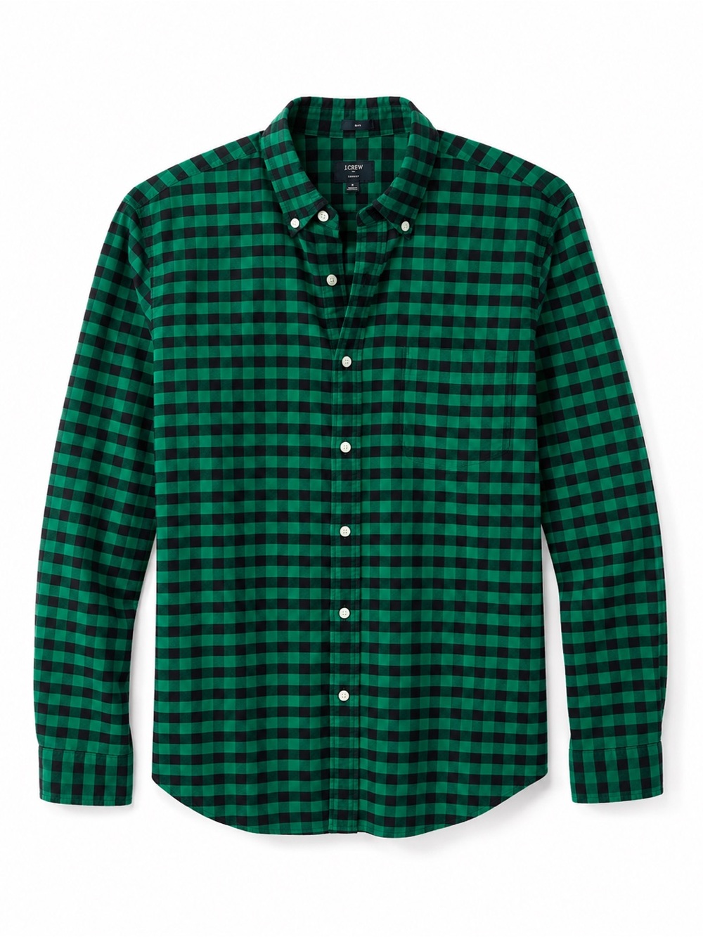 J. Crew Mens Slim Fit Green Black Buffalo Check Button-Down Shirt